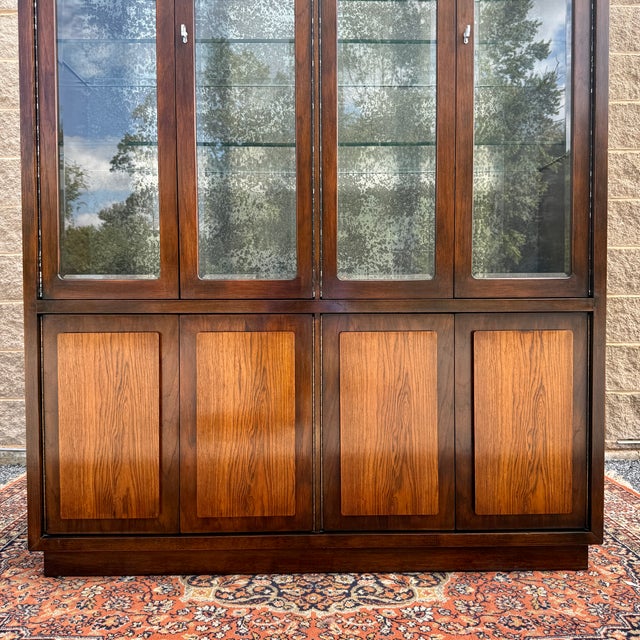 Vintage Henredon Fine Furniture Mid Century Modern Oak 8 Door Lighted Bar Cabinet or China Cabinet For Sale - Image 13 of 18