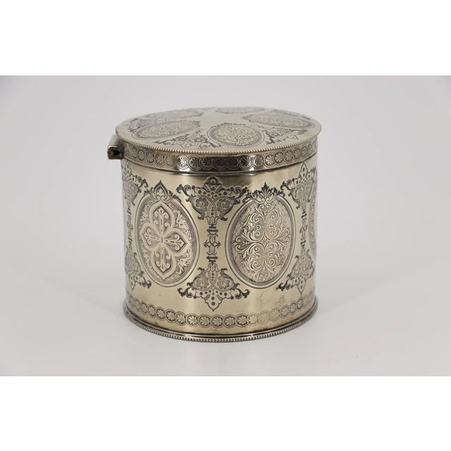 19th Century Monogrammed Biscuit Barrel, English Silver Plate, Maker Roberts & Belk For Sale - Image 4 of 12