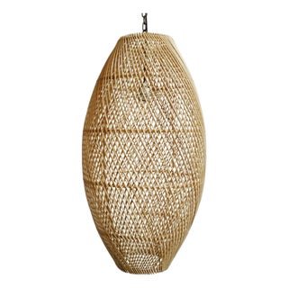 Modern Rattan Bead Pendant Light Large For Sale