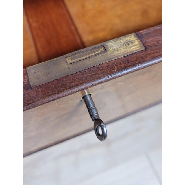 Wood Antique Edwardian Secretary with Drawers in Carved Walnut and Leather, 1910 For Sale - Image 7 of 18