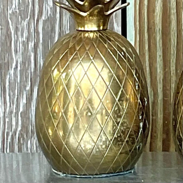 Late 20th Century Vintage Coastal Brass Pineapple Lamps - a Pair For Sale - Image 5 of 6