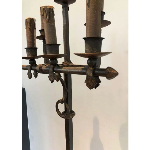 1940s French Work Wrought and Gilt Iron Floor Lamp For Sale - Image 9 of 13