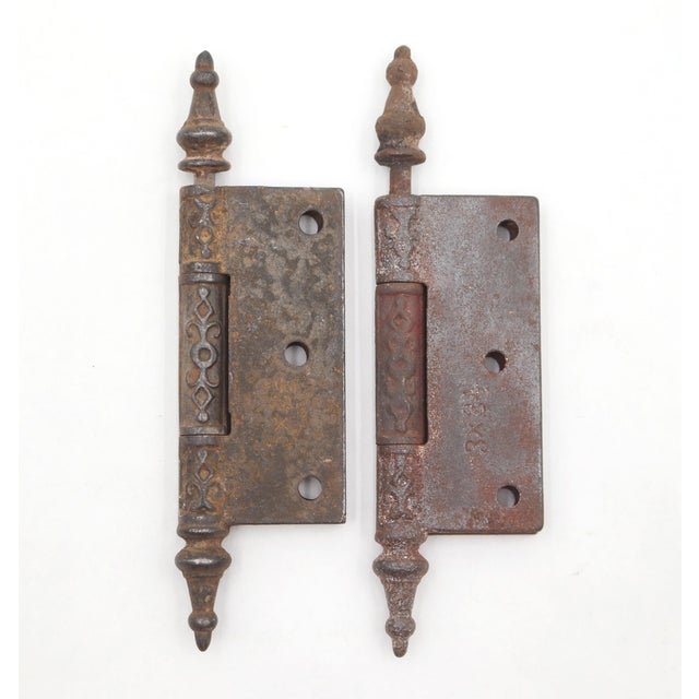 Pair of Antique Cast Iron Victorian 2.5 X 3 In. Door Hinges For Sale - Image 4 of 4