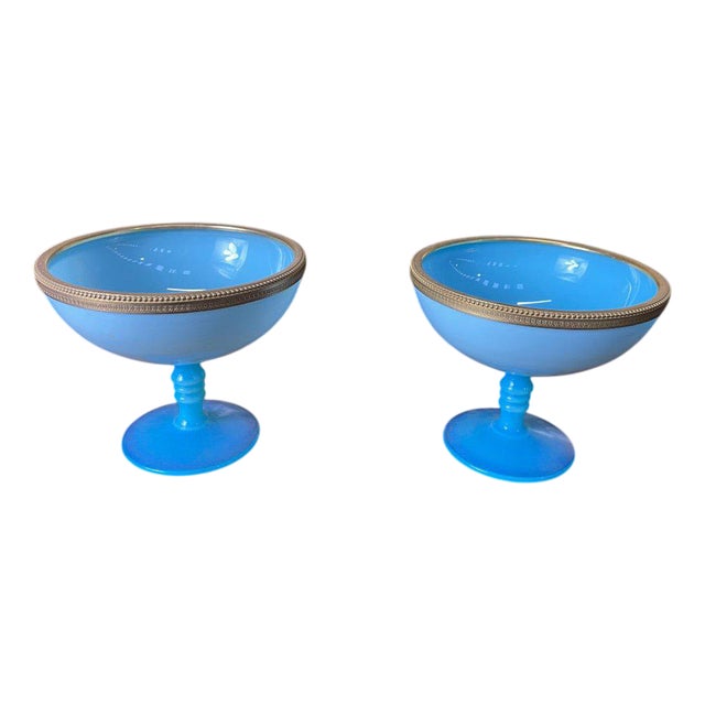 Blue Opaline Cups, Set of 2 For Sale