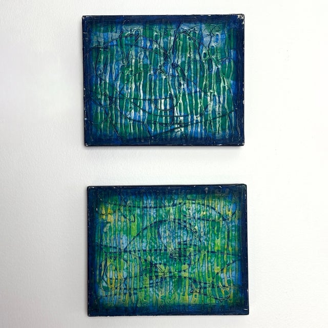 Vintage Abstract Diptych Paintings- Set of 2 For Sale In New York - Image 6 of 11