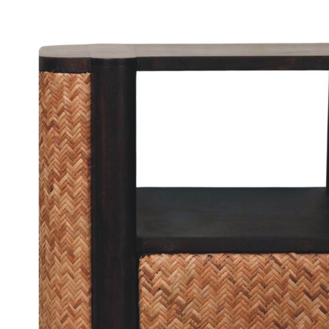 Rattan Mango Wood Nightstand For Sale - Image 4 of 9
