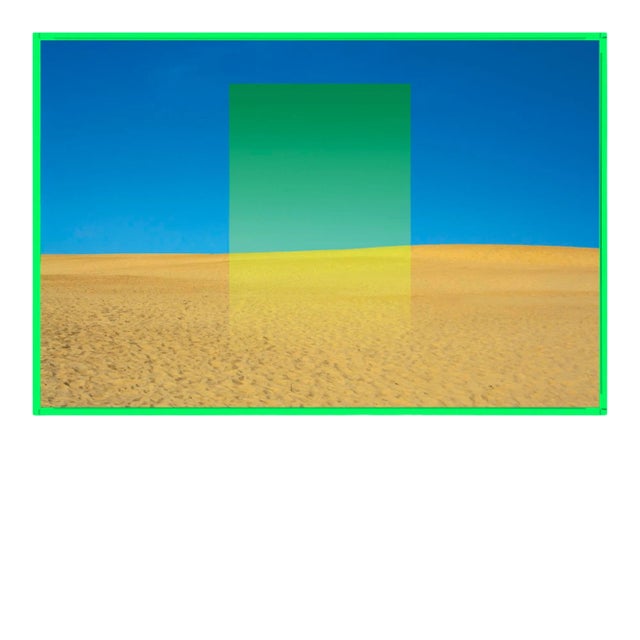 Meditiation: Dune Horizon by Davis Cohen Art Contemporary Photograph in Neon Green Acrylic Frame, Medium For Sale