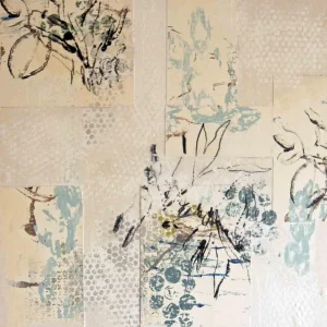 "Upside Down 1" Abstract Acrylic & Mixed Media Collage on Board Attached to Canvas