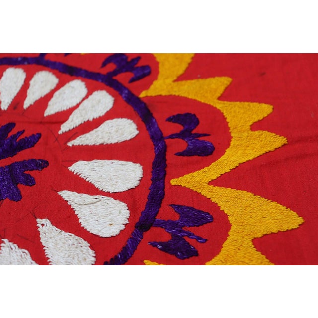 Vintage Hand Embroidered Suzani Wall Hanging, 1920s For Sale - Image 9 of 18
