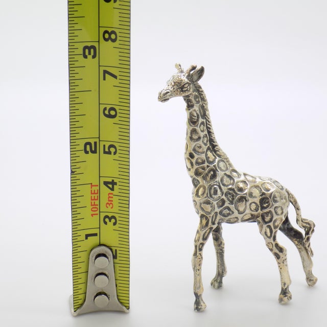 Vintage Italian Handmade Genuine Silver Detailed Giraffe Figurine Miniature For Sale - Image 10 of 10