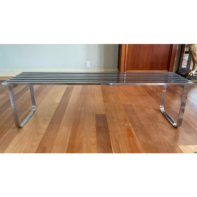 Vintage Milo Baughman Chrome Slatted Coffee Table Bench for Dia For Sale - Image 12 of 12