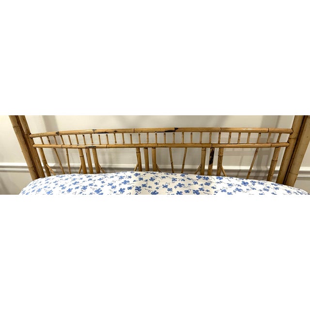 Late 20th Century Chinese Chippendale Fretwork Rattan Queen Bedframe For Sale - Image 5 of 11