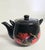 Red Vintage Japanese Black Ceramic Kyusu Teapot With Red Floral Motif For Sale - Image 8 of 8