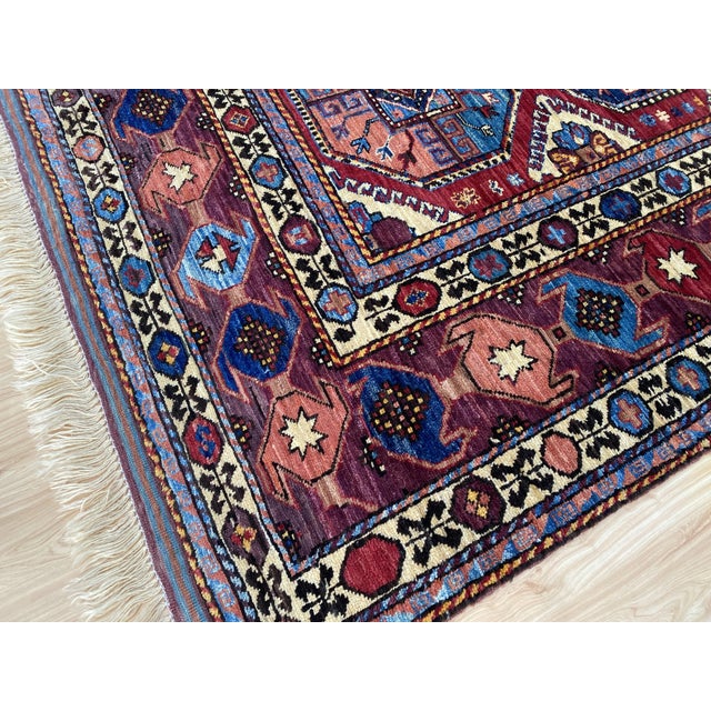 Kazak Rug 8'9" X 12'5" Red Wool Tribal Geometric Hand-Knotted Oriental Carpet For Sale - Image 10 of 15