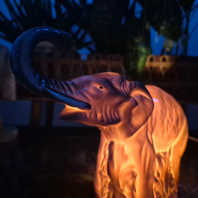 Mid-Century Porcelain Elephant Table Lamp, 1950s For Sale - Image 12 of 13