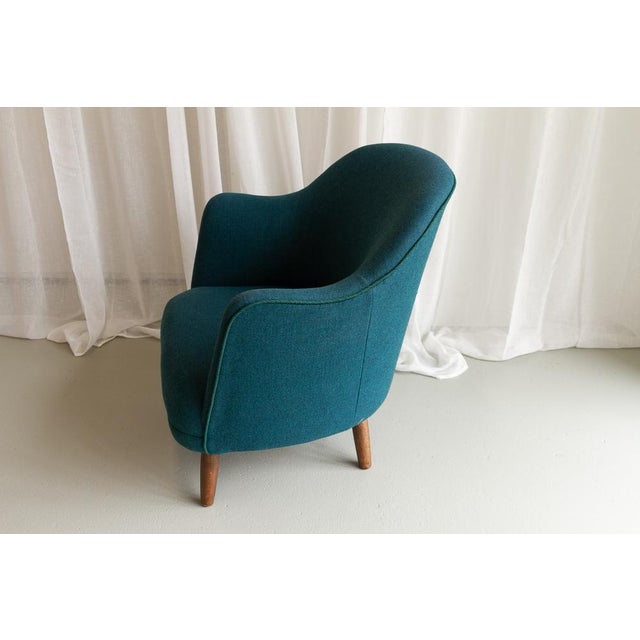 Danish Modern Easy Chair in Teal Blue, 1950s For Sale - Image 6 of 18