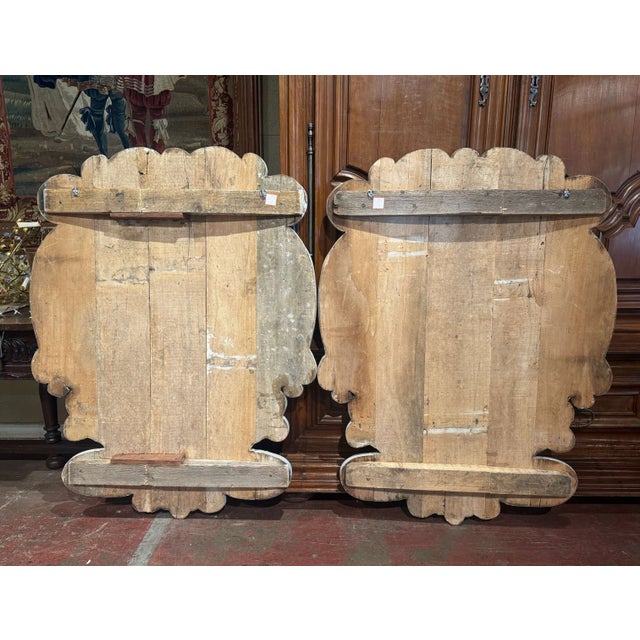Pair Early 20th Century Italian Carved and Painted Wall Hanging Heraldic Shields For Sale - Image 9 of 11