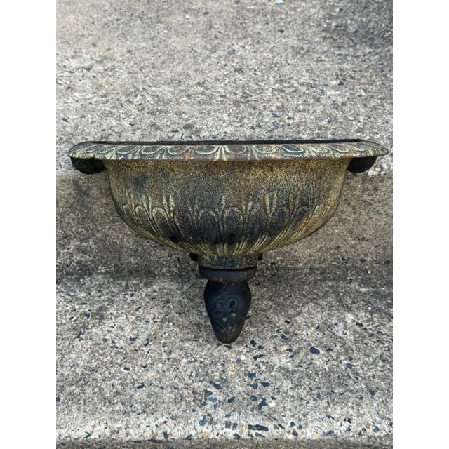 :ate 20th Century Neoclassical Style Cast Iron Wall Fountain Bowl Urn Lavabo Garden Planter Pot For Sale - Image 14 of 14
