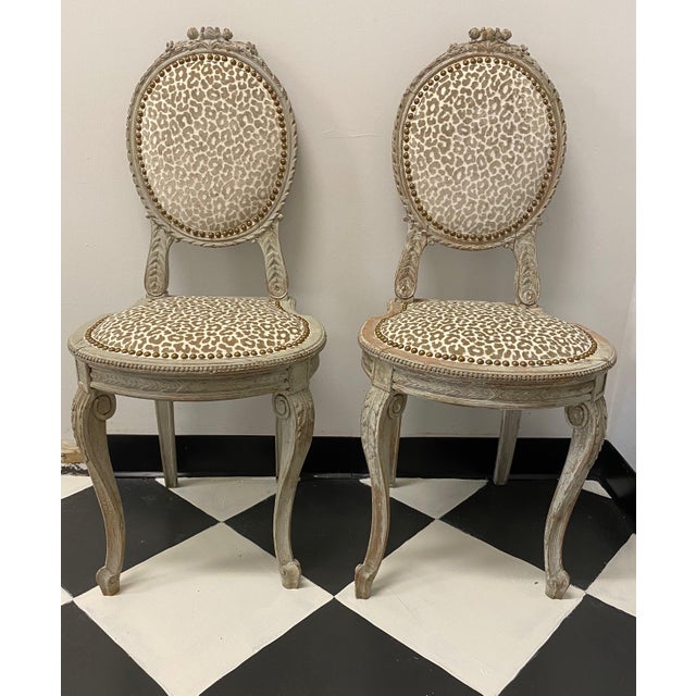 Wood Antique French Country Petite Side Chairs - a Pair For Sale - Image 7 of 7