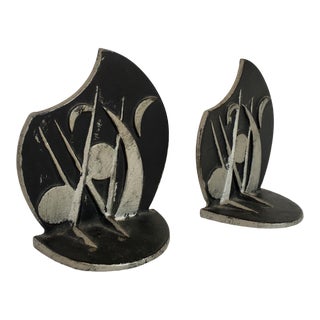 1960s Mid-Century Modern Steel Book Ends - a Pair For Sale