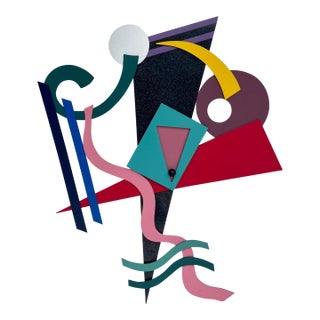 Postmodern Original Signed Abstract Geometric Wall Art Sculpture For Sale