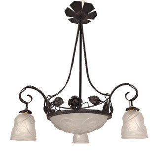 French Art Deco Chandelier from Verrerie Dart Degué, 1920s For Sale