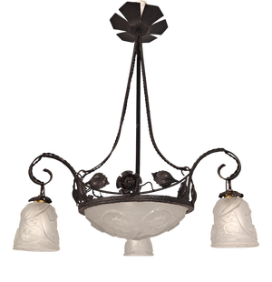 French Art Deco Chandelier from Verrerie Dart Degué, 1920s