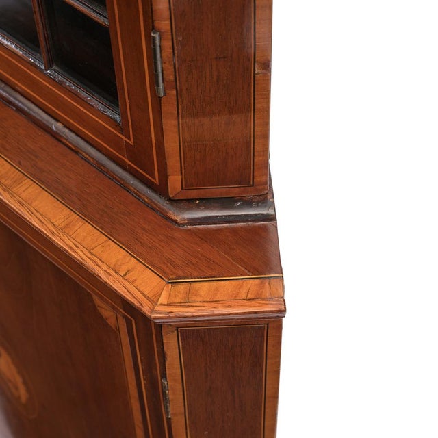 Wood Georgina Mahogany Corner Cabinet with Glazed Upper Section, England, 1800 For Sale - Image 7 of 13