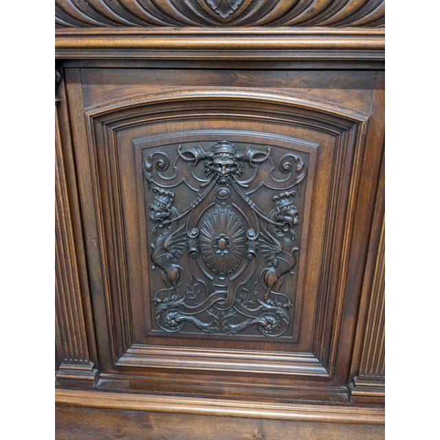 Bar, 19th Century French Renaissance Vintage Carved Buffet With a Marble Top For Sale - Image 9 of 14