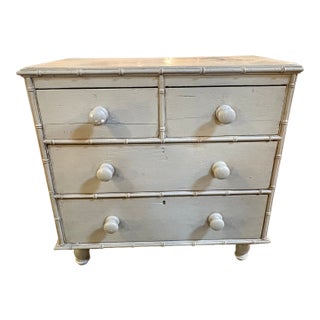 Antique 19th Century Panted Faux Bamboo Chest For Sale