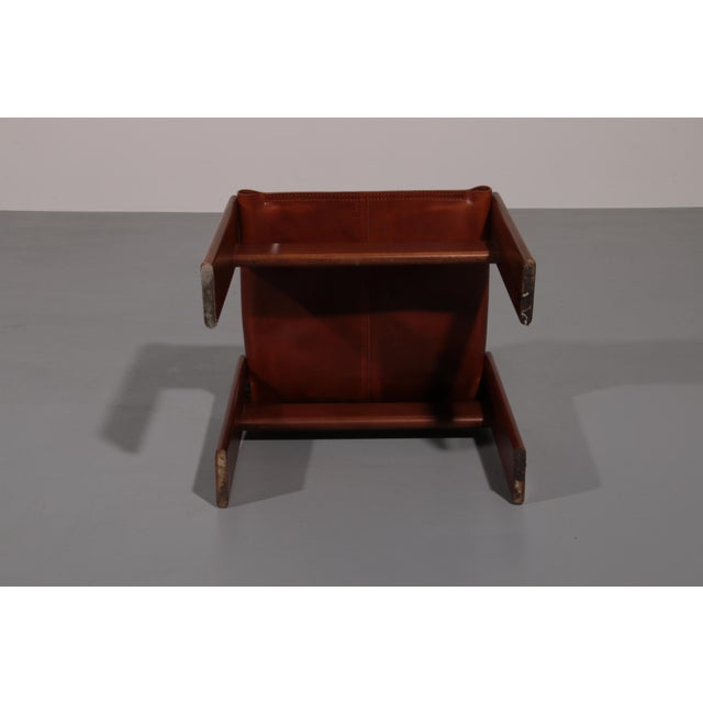 Walnut and Cognac Saddle Leather Monk Chairs by Afra and Tobia Scarpa, 1970, Set of 6 For Sale - Image 10 of 14