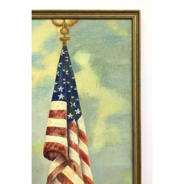 American Vintage American Flag Oil Painting For Sale - Image 3 of 7
