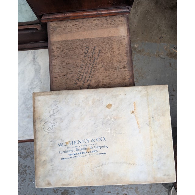 1880s Eastlake Walnut & Burl Walnut Marble Top Mirrored Dresser by w.j. Heney & Co. For Sale - Image 11 of 11