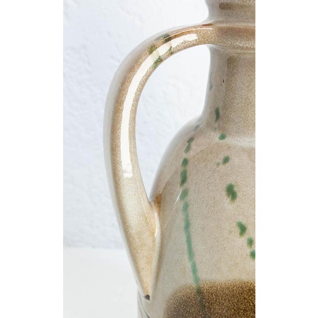 German Glazed Terracotta and Brass Table Lamp with Handle, 1970 For Sale - Image 12 of 13