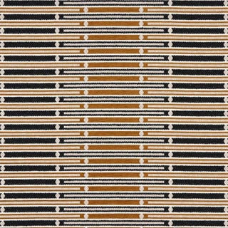 Schumacher Serapo Rustic Weave Fabric, Carbon & Ochre For Sale