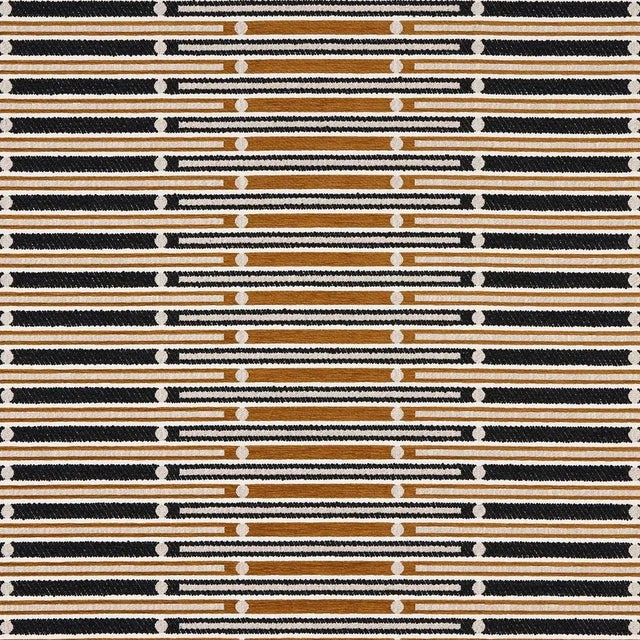 Schumacher Serapo Rustic Weave Fabric, Carbon & Ochre For Sale
