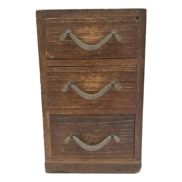 Vintage Japanese Wooden Three-Drawer Chest For Sale