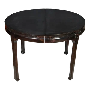 Mid Century Round Black Lacquer Dining Table Asian Style