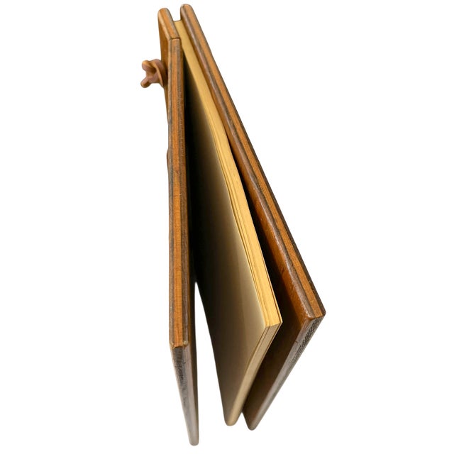 Vintage Handcrafted Wooden Guest Book With Seashell Inlay & Leather Tie Closures For Sale In Jacksonville, FL - Image 6 of 9