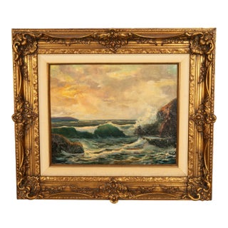 Antique American Marine Seascape Oil Painting Crashing Surf Atlantic Coast Maine Frederick Judd Waugh 1910 For Sale