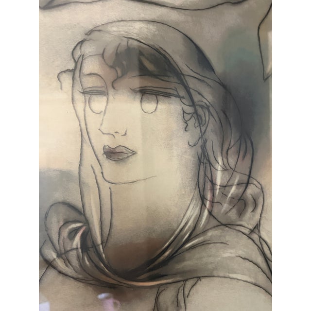 1960s Giorgos Gounaropoulos Female Figure Lithograph (1890–1977) – Signed & Numbered 140/200 – Large Framed For Sale - Image 4 of 10