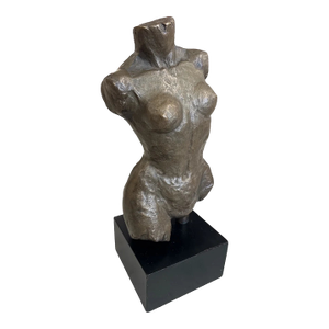 Vintage Bronze Female Torso Sculpture on Wood Base