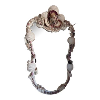 Vintage Shell Encrusted Mirror For Sale