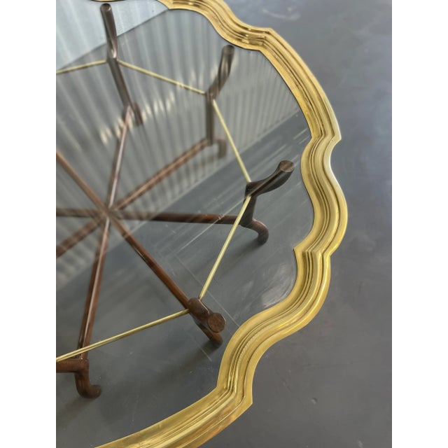 Vintage Scalloped Brass and Glass Coffee Table For Sale - Image 12 of 12