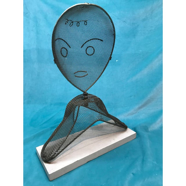 Mid-Century Modern 1950s Fredric Weinberg Wire Mesh Bust Head Display Mannequin For Sale - Image 3 of 11