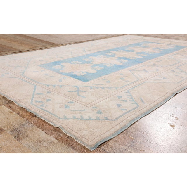Sky Blue Vintage Turkish Oushak Rug, 06'06 X 10'04 For Sale - Image 8 of 10