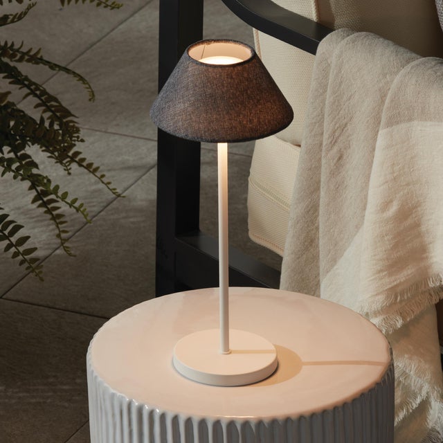 Alluna Cordless Led Lamp 14" - Gray Linen Shade/White Base For Sale - Image 11 of 11