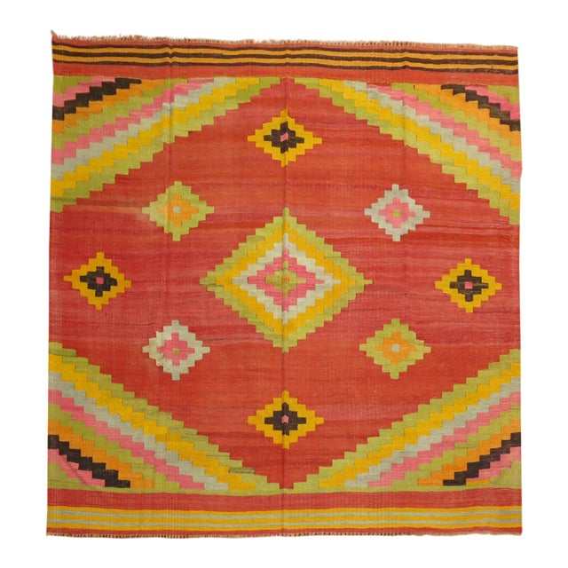 1960s Square Kilim - 8'10" x 8'11" For Sale