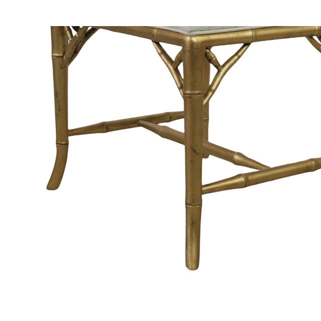 Vintage Rectangular American Gold-Plated Imitation Bamboo Leg Footstool/Piano Stool/Dressing Stool, For Sale - Image 9 of 9