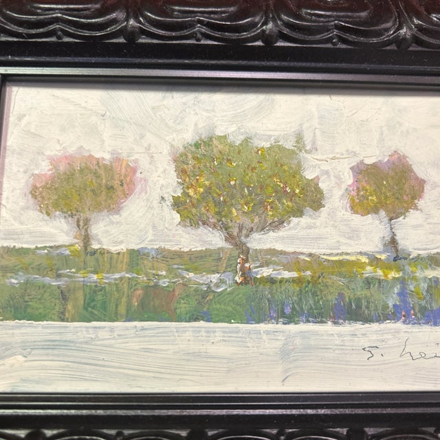 Contemporary original three trees painting by Stephen Heigh. Signed and framed. Measures 6x5 or 9x7 framed. Check out my...
